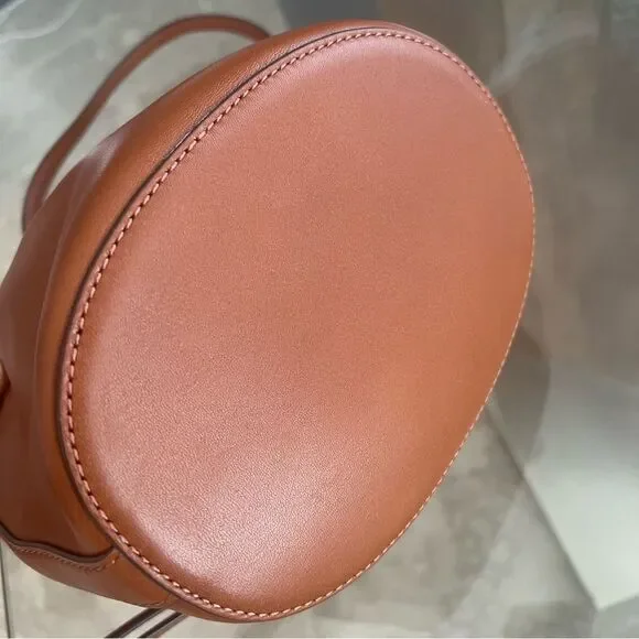 Lauren Ralph Lauren Tan Smooth Leather Medium Andie Drawstring Bag, New w/Tag - Picture 10 of 16